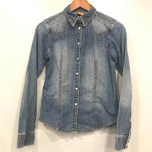 BKE Denim Chambray Pearl Snap Shirt Small